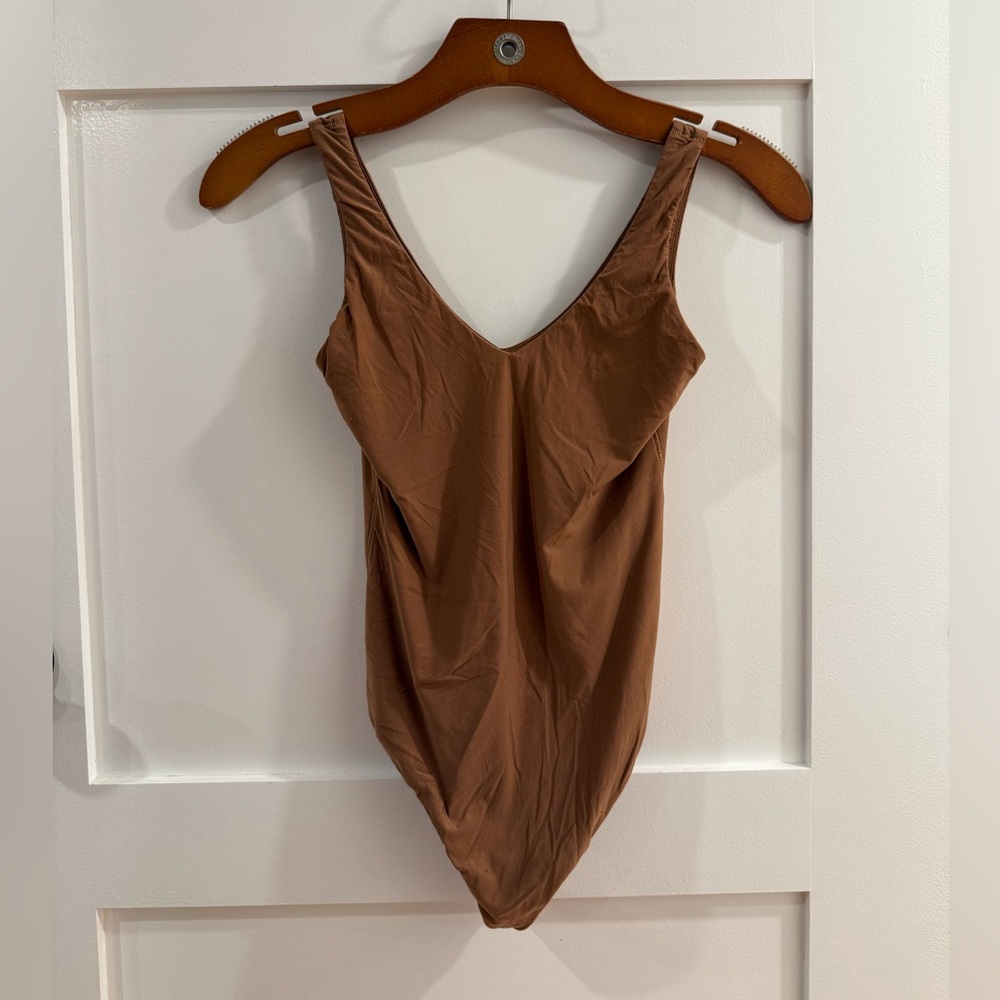 aerie Smootheez Brown V-Neck Bodysuit